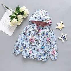 Korean Children's Clothing Autumn Boys' Bird Graffiti Girls' Printed Jacket Jacket Children's Windbreaker