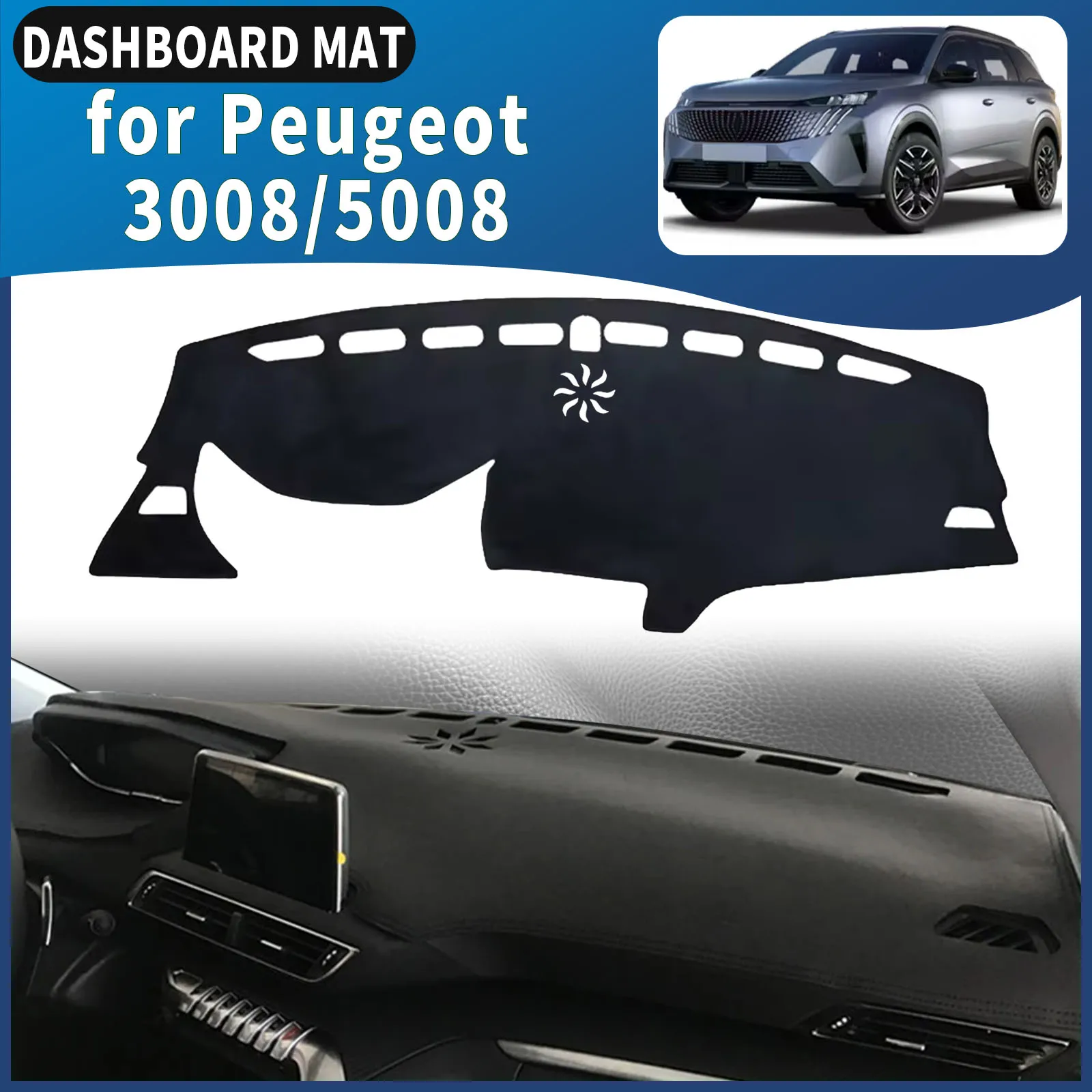 

Подходит для Peugeot 3008 5008 GT Hybrid 2023-2016, коврик на приборную панель, солнцезащитный козырек, противоскользящий коврик для защиты приборной панели, детали интерьера.