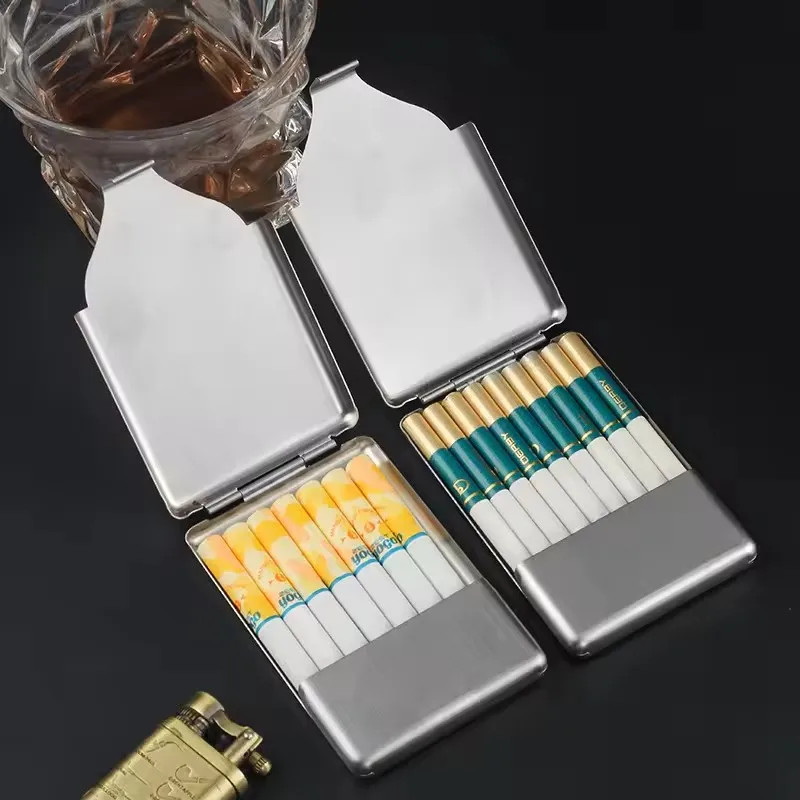 

Stainless Steel Rust-Proof Cigarette Case: Ultra Thin Pocket Storage Box with Moisture Protection & Practical Clip for Daily Use