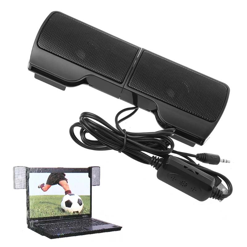 New 1 Pair Mini USB Powered Line Control Stereo Clip-On Speaker For Notebook Laptop