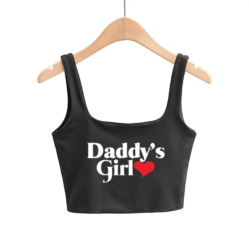 Daddy's Girl Letters Cute Womens Clothing Girl Sexy Slim Top Female Tanks Camis Sleeveless Double Nylon Ladies Good Quality Tops