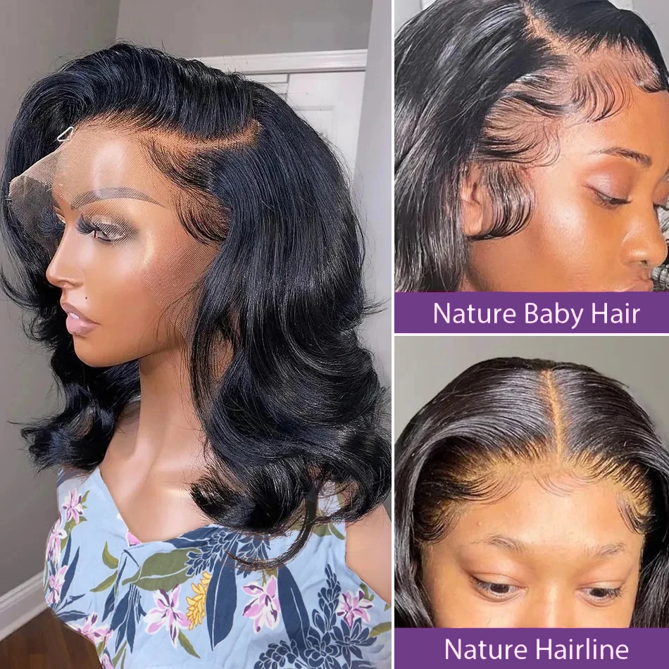 13x4 Body Wave Lace Frontal Bob Wig Pre Plucked 13x4 Human Hair Wigs Ready To Wear Brazilian Remy Natural Color Wig For Women