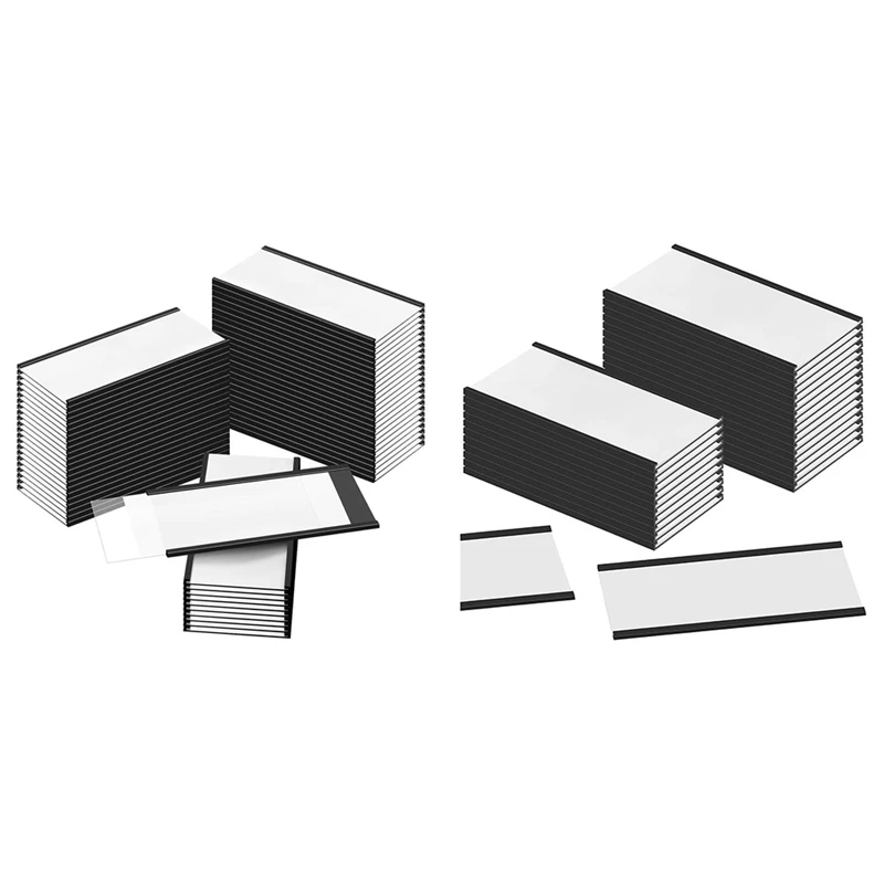 ABYN-Magnetic Label Holders 4 X 2In C Channel Label Holders With Clear Plastic Protectors And White Paper Inserts