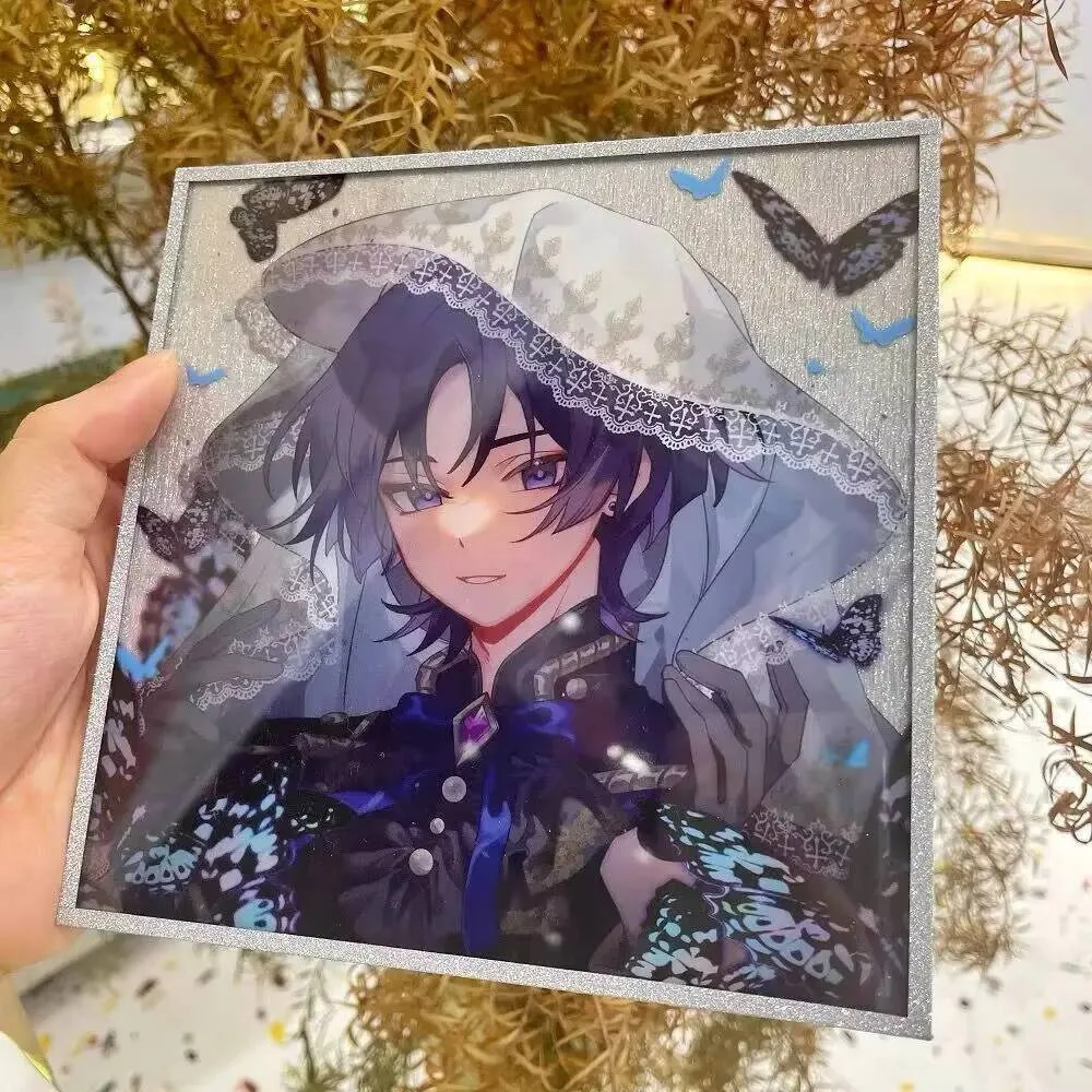 

2024 New Genshin Impact Focalors Wanderer Scaramouche Badge Pendant Laser Ticket Acrylic Colored Paper Decoration Accessory