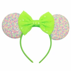 Ziming Mixed Colors Mouse Ears Headband For Girls Shinny Sequin Bow Hairband Festival Party Cosplay DIY Hair Accessories