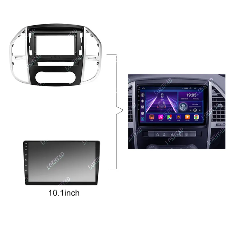 Car Radio For Mercedes Benz W447 Vito 3 2014 - 2020 Android 2 Din Stereo Mounting Bezel Faceplate Frame Kit