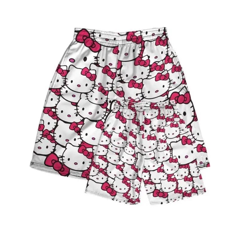 Sanrio 여름 반바지 Hello Kittys Kawaii 귀여운 크롭 바지 스포츠 느슨한 여름 핫 세일 캐주얼 편안한 통기성 만화