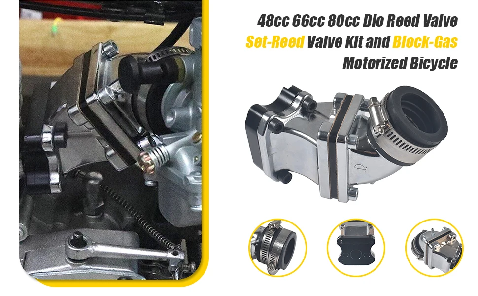 Upgrade Dio Reed Valve Kit With Block Kit For 66cc 80cc 2 Stroke Motorized Bicycle