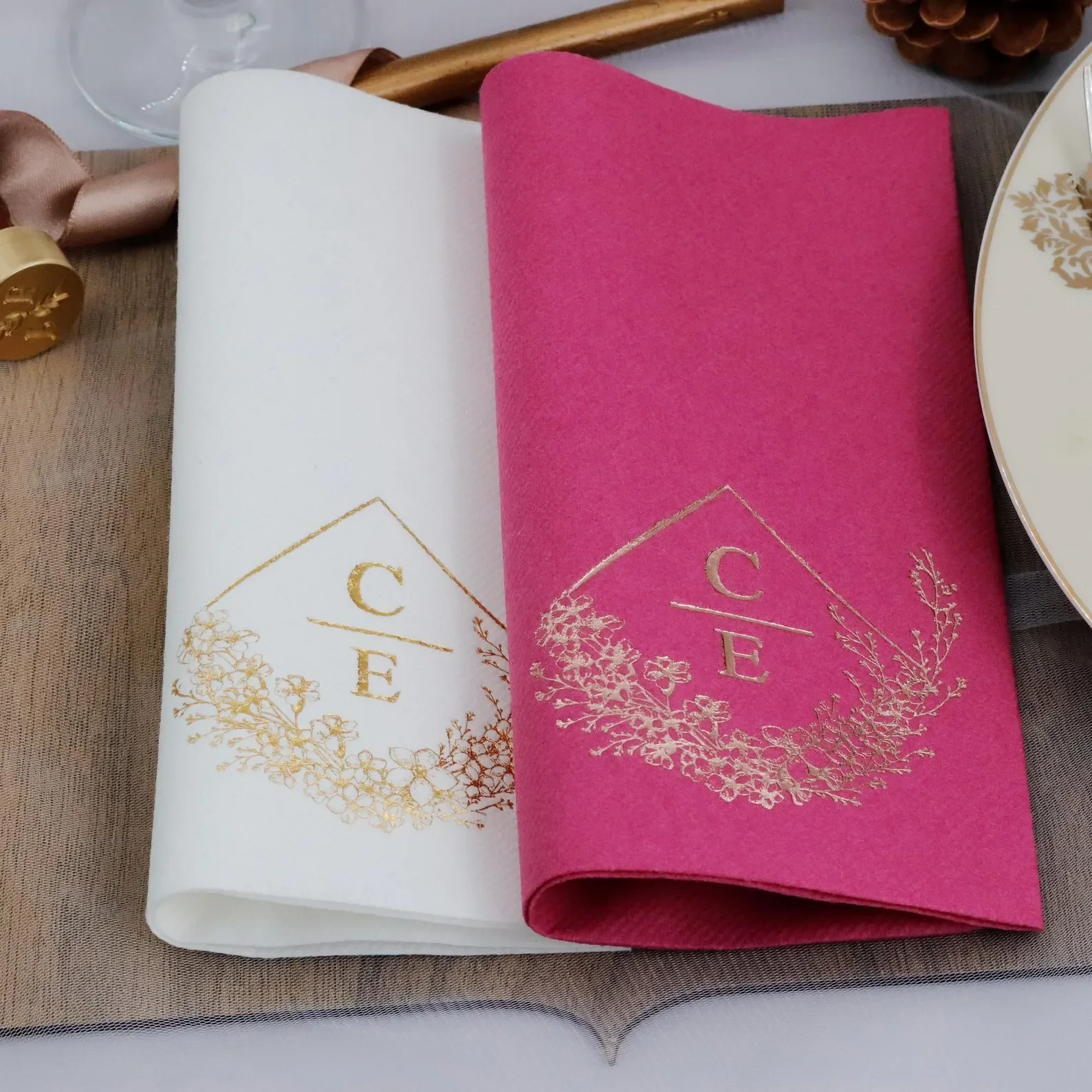 50pcs Wedding Napkin- Personalized Linen-Like Napkins for Weddings and Engagement Party