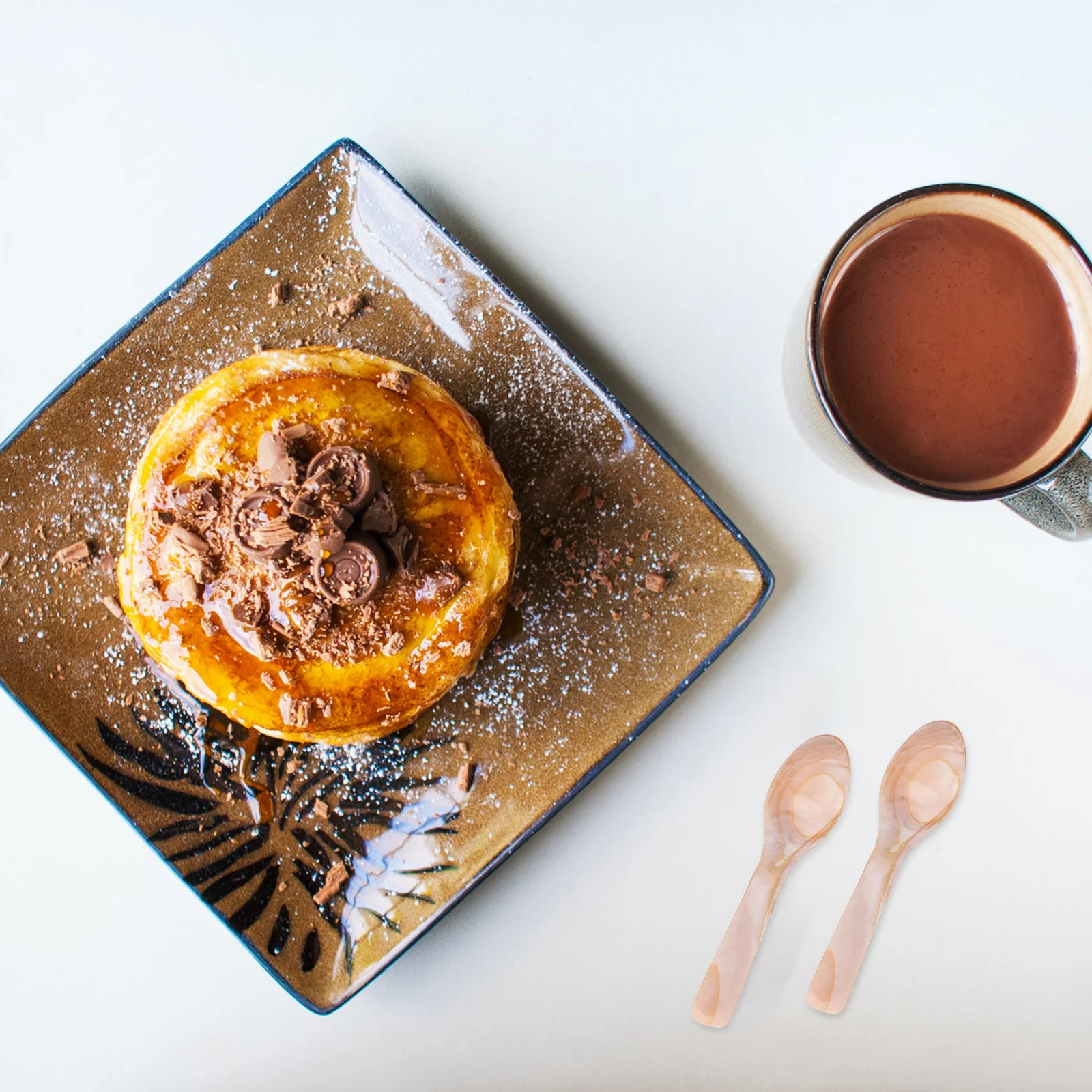 

4Pcs Natural Shell Spoons Fritillary Material Smooth Polishing Slightly Polarized Effect Coffee Ice Cream Dessert Spoons