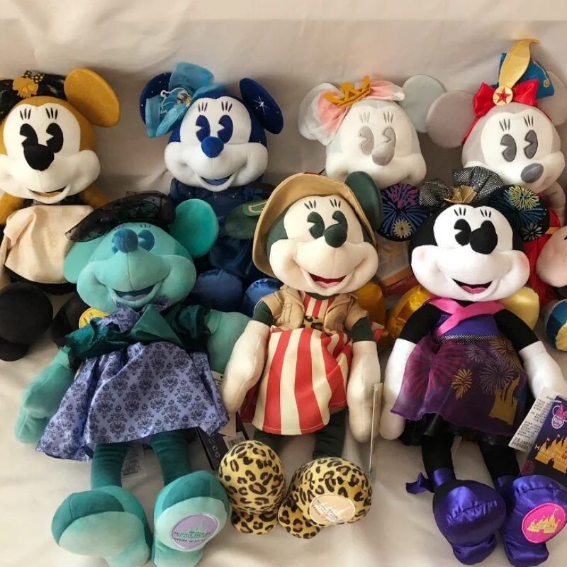 Original Disney Mickey Mouse Plush Dolls Minnie Mickey Collection Stuffed Plushie Anime Cartoon Badge Headband Toys Gift