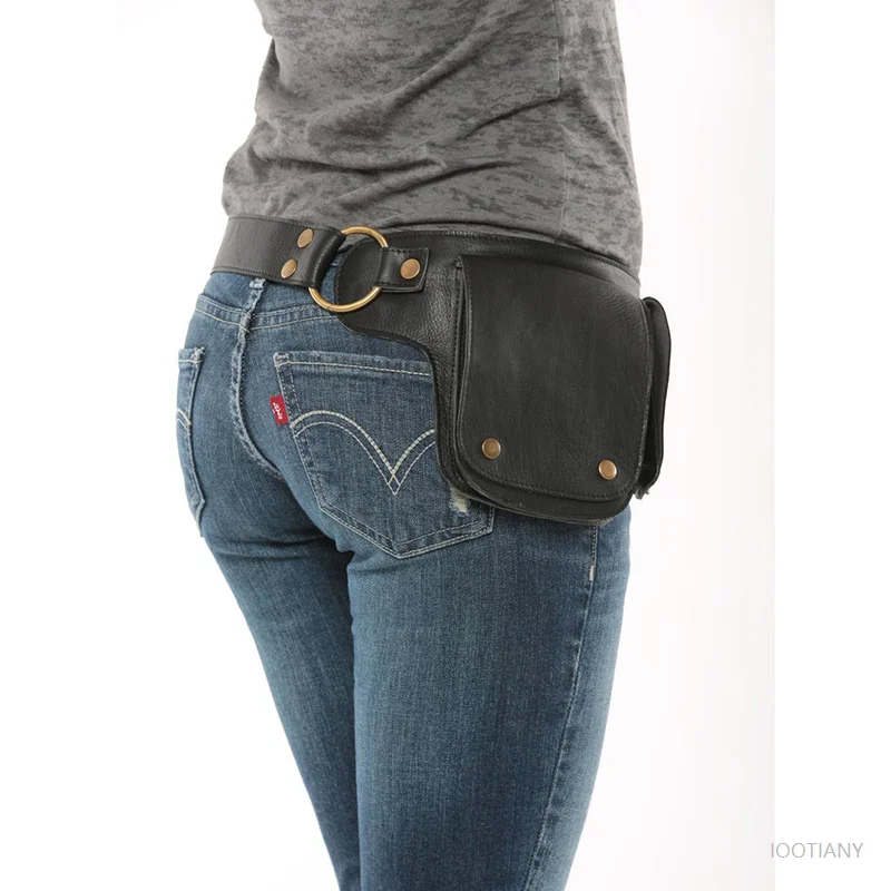 Medieval Punk Outdoors Belt Bag Pocket Women Vintage Pu Hunting Hip Waist Bag Pack Adjustable Gothic Cosplay New Perform Prop