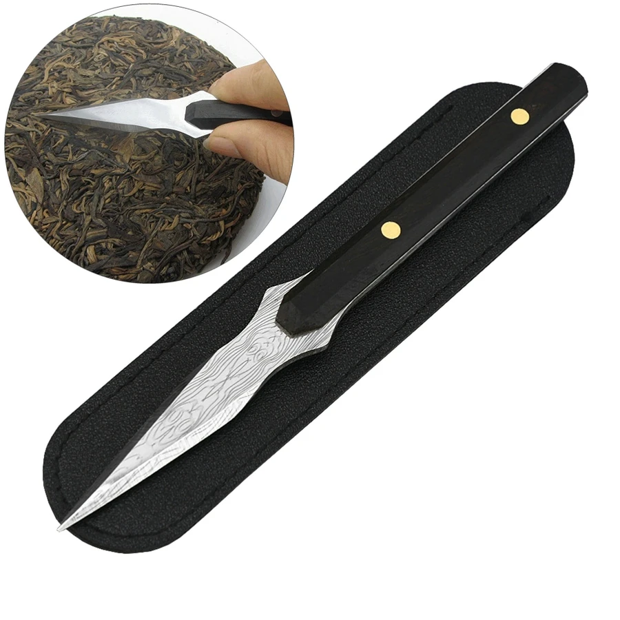 

1PCS Stainless Steel Ebony Chinese Puer Tea Needle Cutter Damascus Tea Knife Green Tea Bubble Tea Tools For Home Tearoom Tools