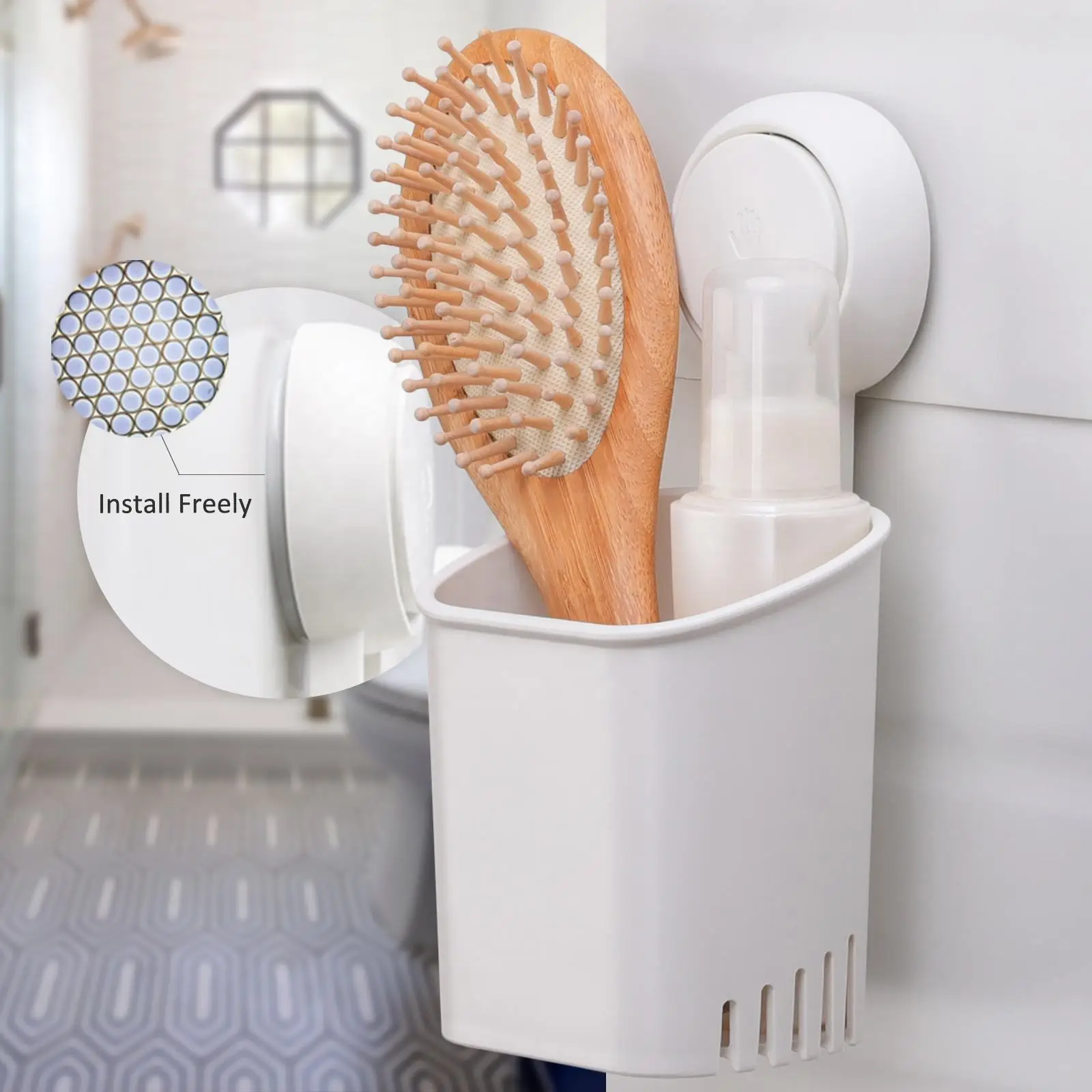 Strong Vacuum Suction Cups Hooks Powerful Shower Holder and Vacuum Suction Hook Bathroom Organizer Toothbrush Cup Holder