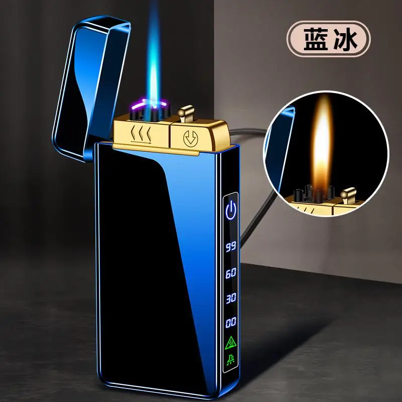 2024 Latest Metallic USB Rechargeable Windproof Lighter Twin Plasma Arc Lighter Electric USB Rechargeable Cigar Lighters