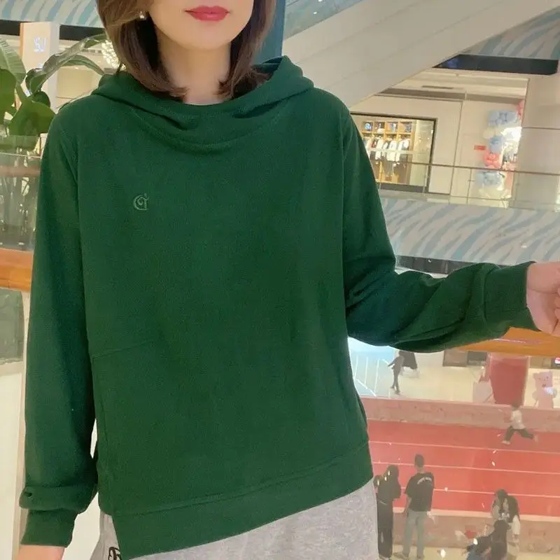 German Velvet Korean Version Fashionable Loose and Warm Hooded Sweatshirt for Women 2024 Autumn and Winter New Long Sleeved Top