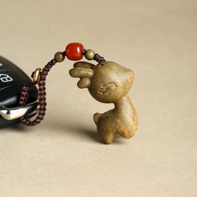 Green Sandalwood Deer Pendant: Phone Chain, Car Rearview Mirror Ornament, Bag Charm & Keychain, Gift for All
