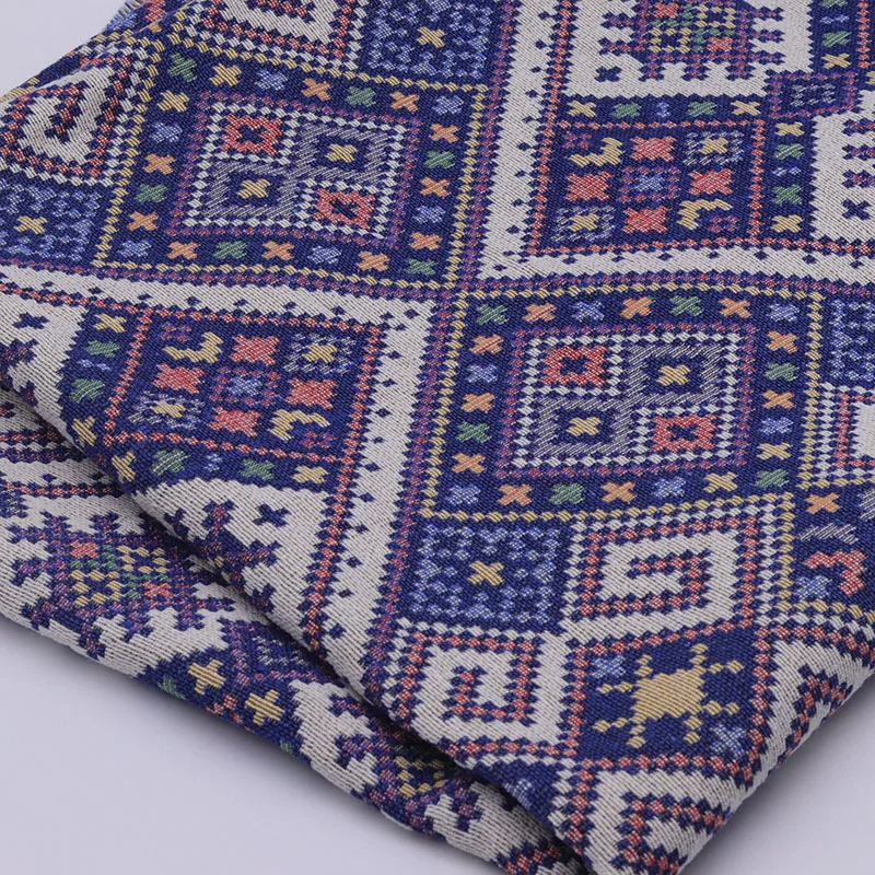 Ethnic Style Woven Plaid Jacquard Fabric for Lothing Jacket Bag Designer Handmade Diy Sewing By The Meter Wholesale Cloh