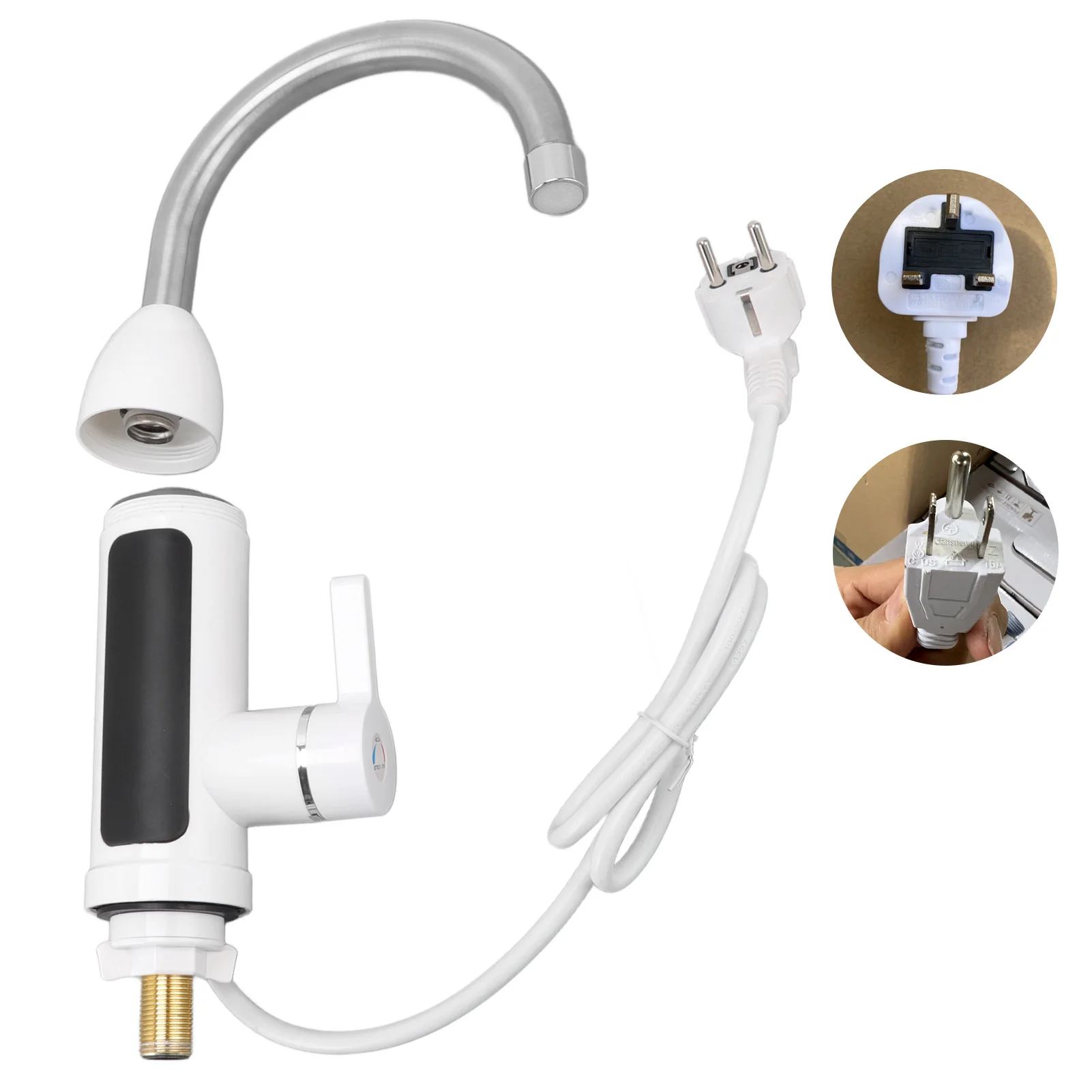 

Electric Water Heater Tap Stainless Steel Digital Display IPX4 Instant Water Heater Faucet 360 Degree Rotatable 3000W for Dorm