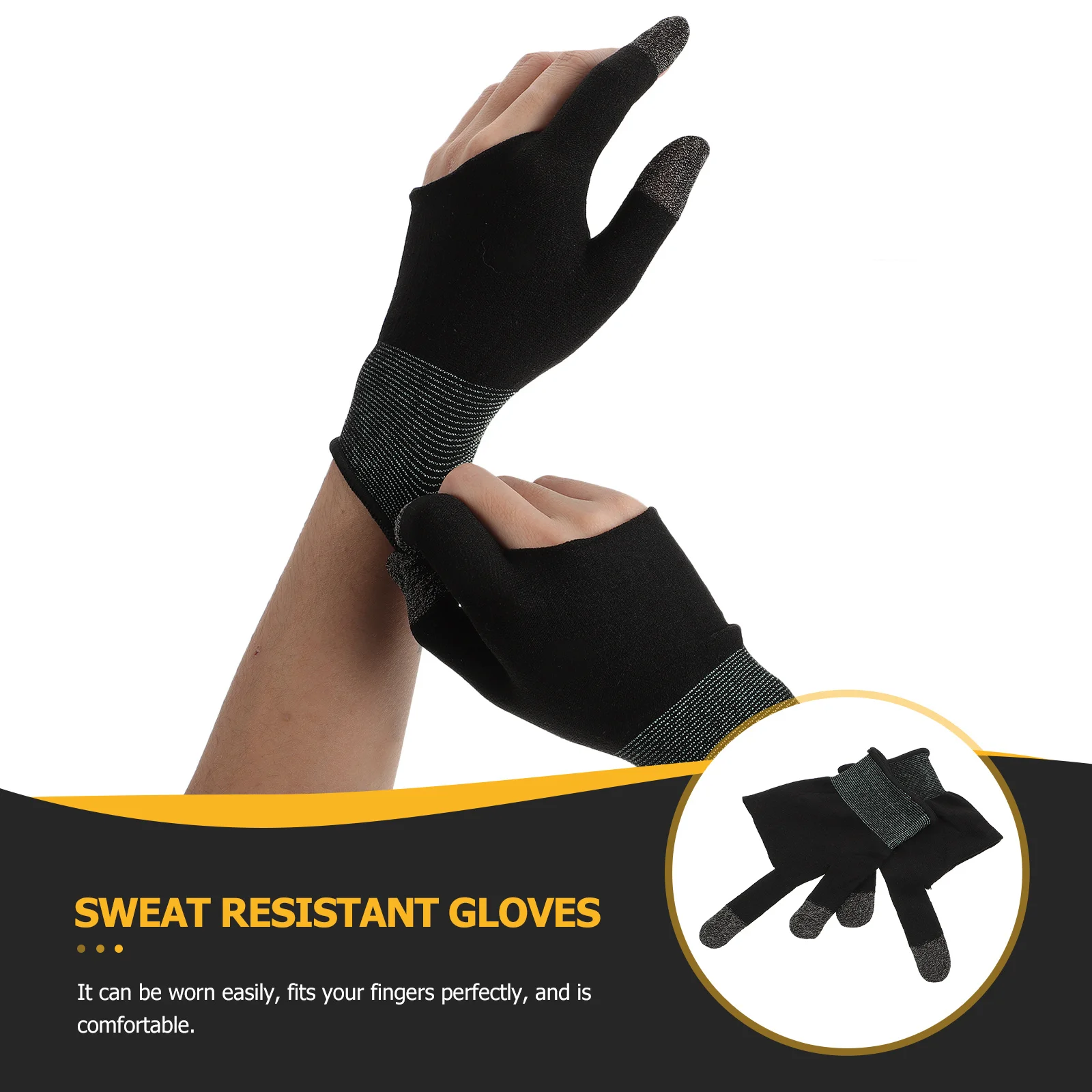 

2Pair High Sensitivity Gaming Gloves Thin Lightweight Carbon Fiber Finger Covers for Mobile Phone Games Non-Slip Touchscreen Use