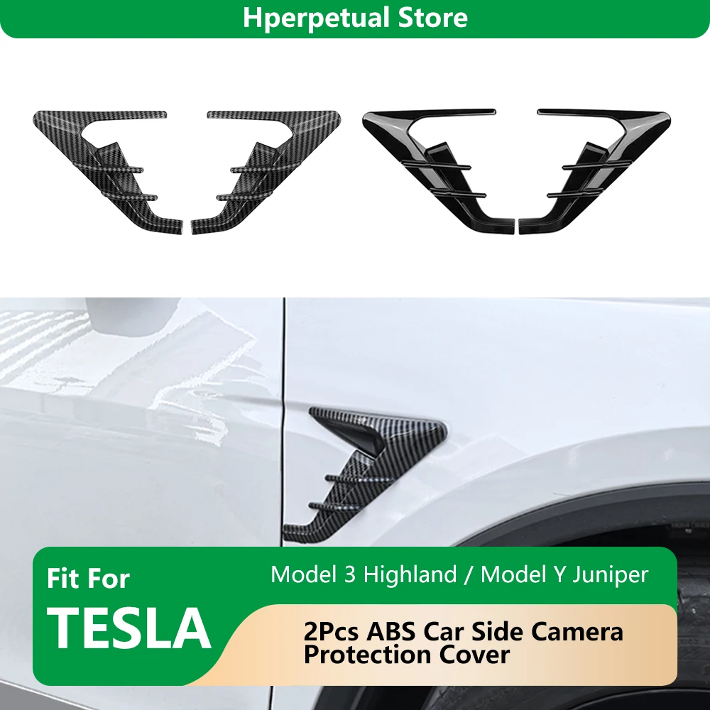 

Комплект из 2 защитных накладок из АБС-пластика для боковых камер автомобиля, декоративные элементы для Tesla Model 3 Highland, Model Y Juniper 2026, аксессуары для модификации