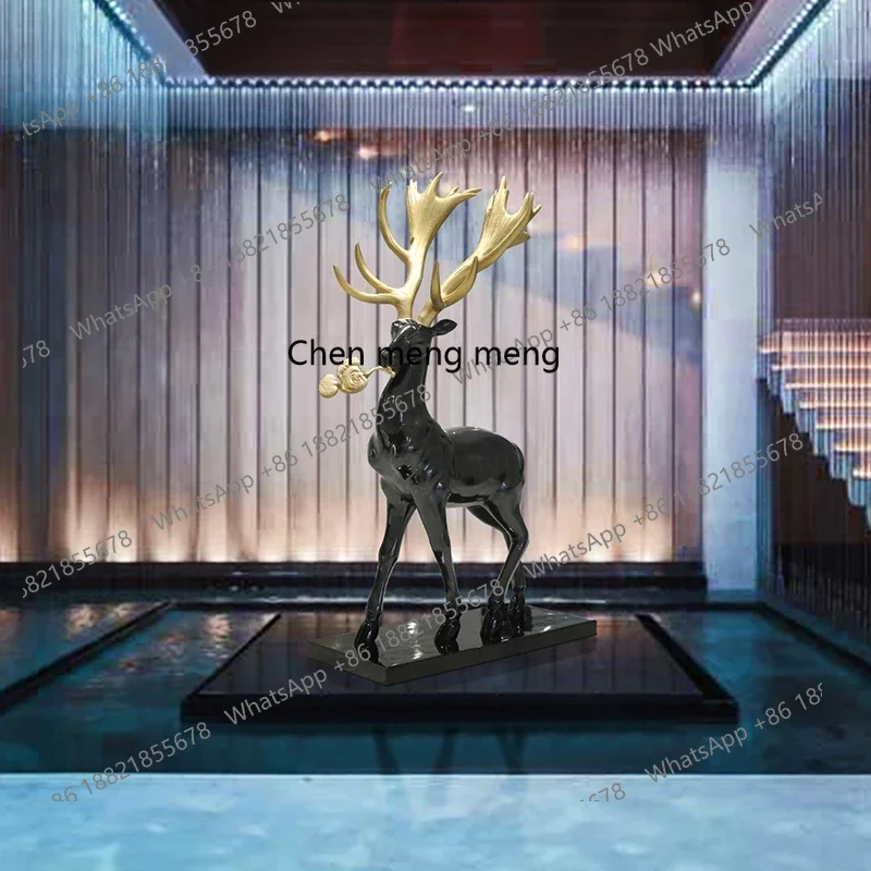 scn8617 Sales Office Fortune Lucky Deer Floor Sculpture Artwork Interior Soft Decoration Hotel Ornaments