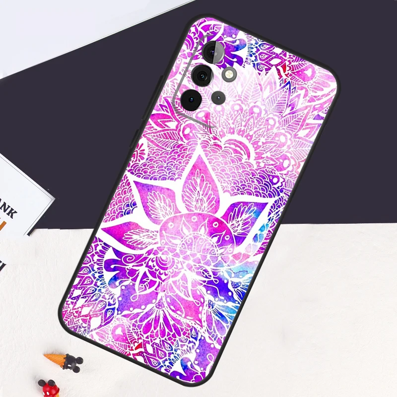 Indian Floral Henna Mandala Case For Samsung Galaxy A54 A34 A14 A53 A13 A33 A73 A12 A22 A32 A52 A52S A51 A71 A50 Cover Coque