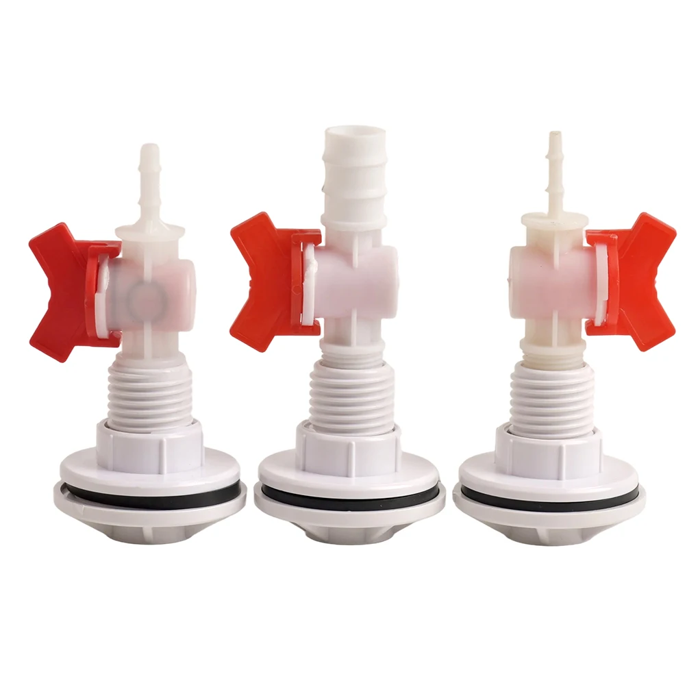 Bulkhead Water Tank Connector with 4/6/8/10/12/16/20mm Barbed Tubing, POM Valve for Aquarium Water Intake and Drainage