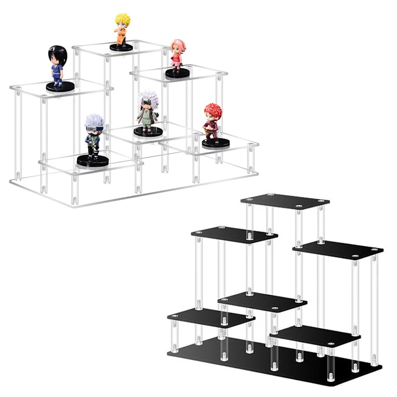 6-Tier Acrylic Display Riser Shelf Tabletop Display Stand Perfume Organizer for Display Collectibles Action Funko Pop Figures