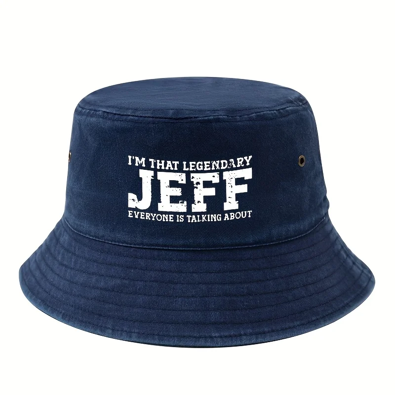 قبعة صياد السمك بنمط طباعة JEFF الأسطوري من I'm Than، قبعة صيد كلاسيكية كلاسيكية للجنسين، للسفر والتخييم في الهواء الطلق