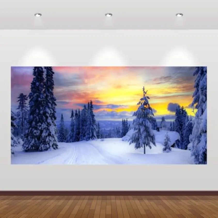 

Зимний лесной фон для фотосъемки: Снежный пейзаж Рождественской страны чудес для зимних сцен, Новогодний фон