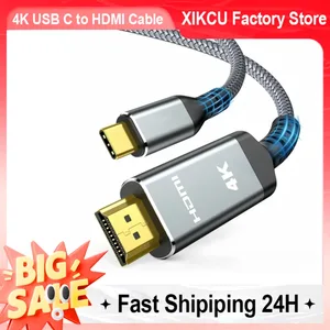 Câble XIKCU USB C vers HDMI compatible 4K Type C vers HDMI 2.0 Thunderbolt 3/4 vers 4K 60Hz pour iPhone 16 15 MacBook Huawei Mate30 12 meilleurs convertisseurs de composants de vente vers HDMI - No4