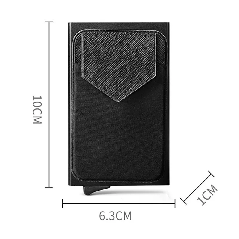 Porte-cartes élastique automatique en aluminium pour hommes, boîte carrée anti-vol pour cartes bancaires, fente multi-cartes avec porte-cartes de couverture