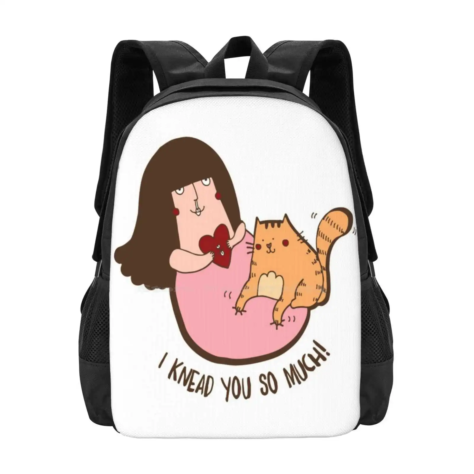 I Knead You School Bags Travel Laptop Backpack Kneading Massage Cat Neko Furbaby Lover Cute Fluffy Meow Miu Kitteh Kitty