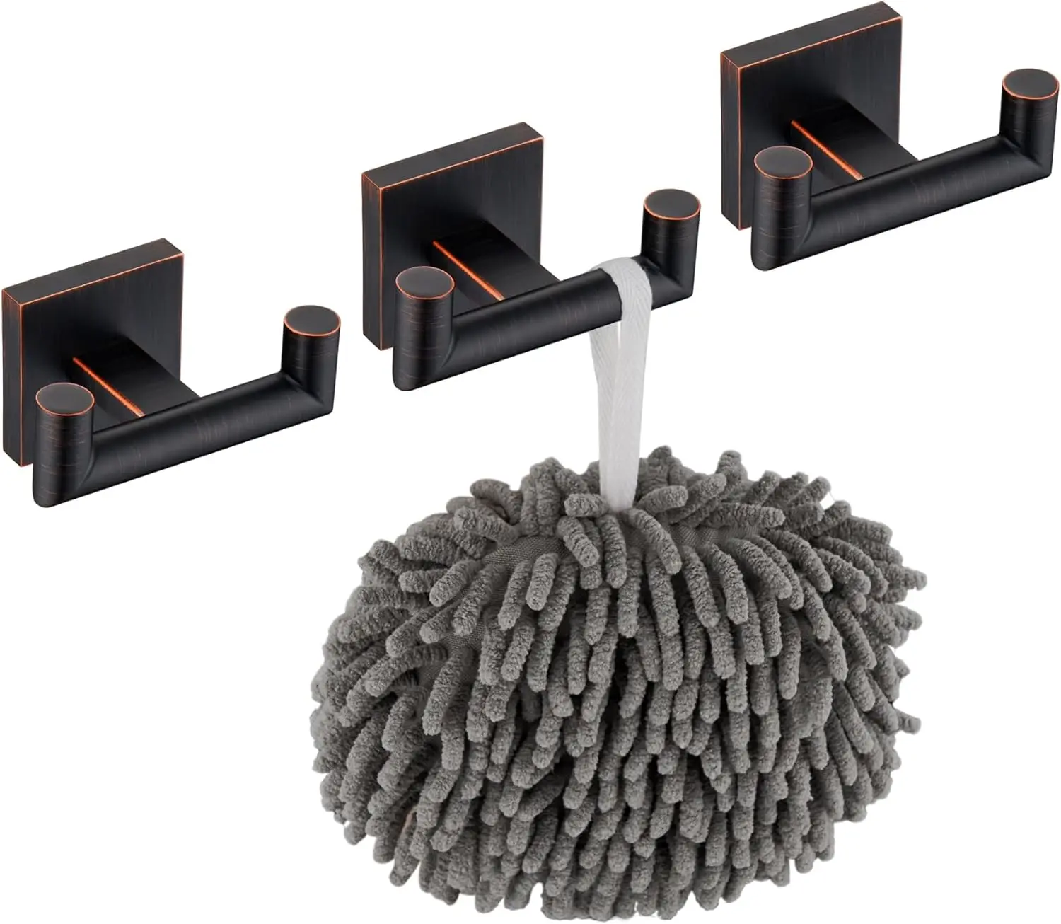 

Robe Hooks Bathroom Double Towel Coat Hook for Bath Kitchen Hardware Wall Mounted, 3 Pack Oil Rubbed Bronze Stainless S