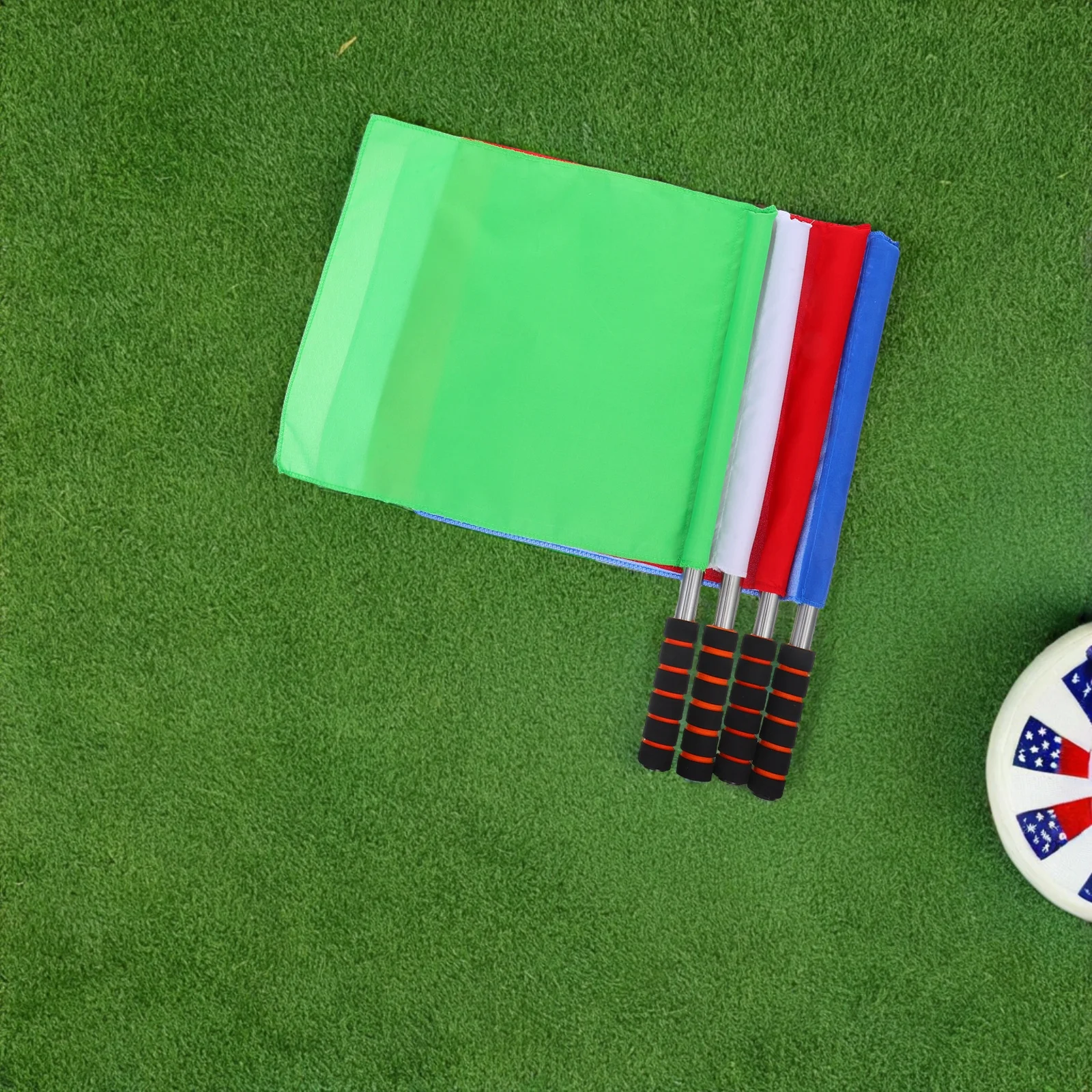 4개 트랙 경기 신호 깃발 스펀지 손잡이 심판 깃발 내구성 스테인리스 스틸 축구 배구 스포츠 심판 장비