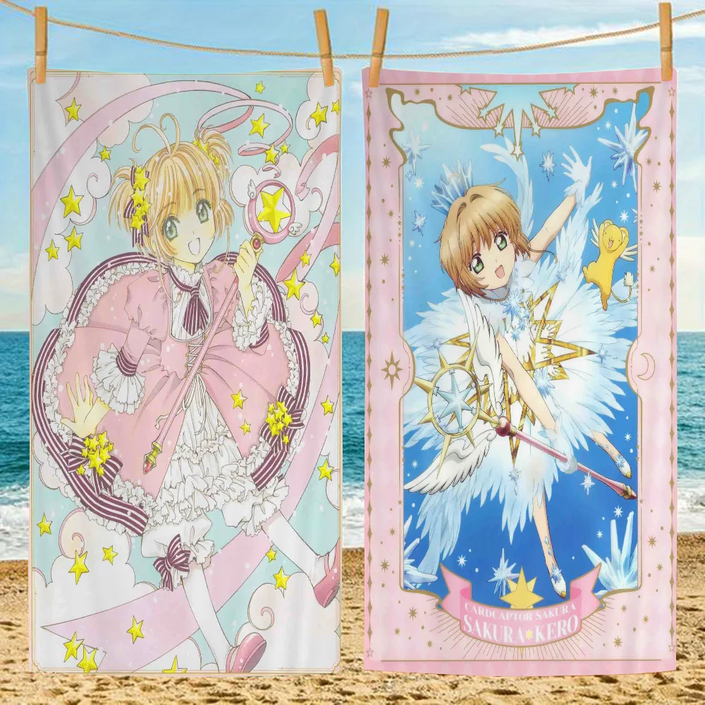 

Cardcaptor Sakura Anime Beach Swimming Towel Soft Absorbent Washcloth Children's Gifts For Kids Travel Camping Gym