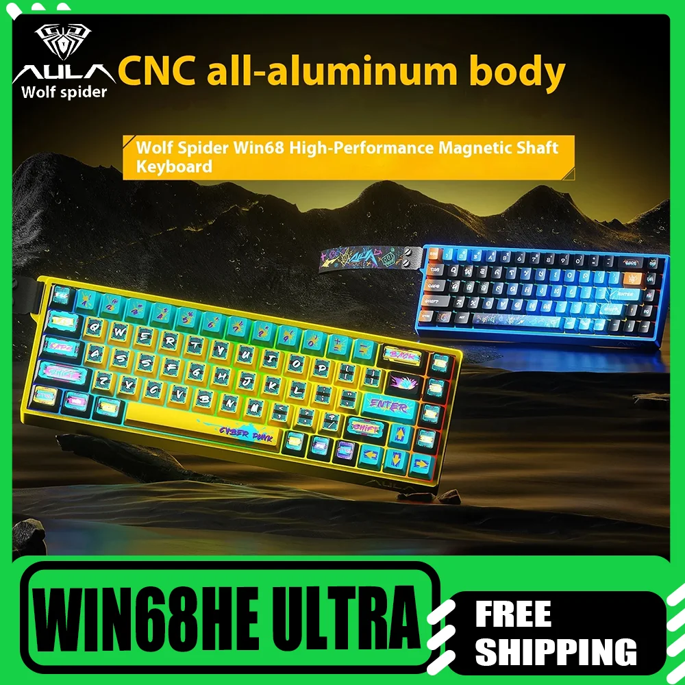 

Клавиатура Aula WIN68HE с ультрамагнитной осью для высокопроизводительных игр, проводная связь для киберспорта с низкой задержкой FPS, алюминиевый сплав с ЧПУ, 0,01 ммRT