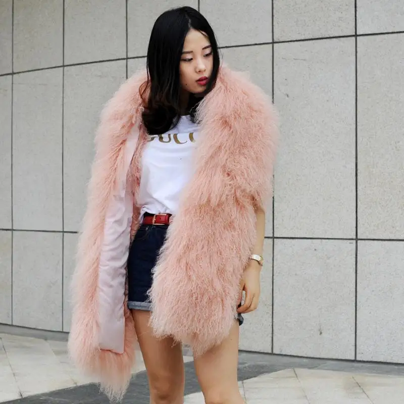 Luxury Women's Genuine Mongolian Lamb Fur Cape Wrap Fluffy Fox Poncho Scarf Winter Fashion Shawl Custom Colors for Factory