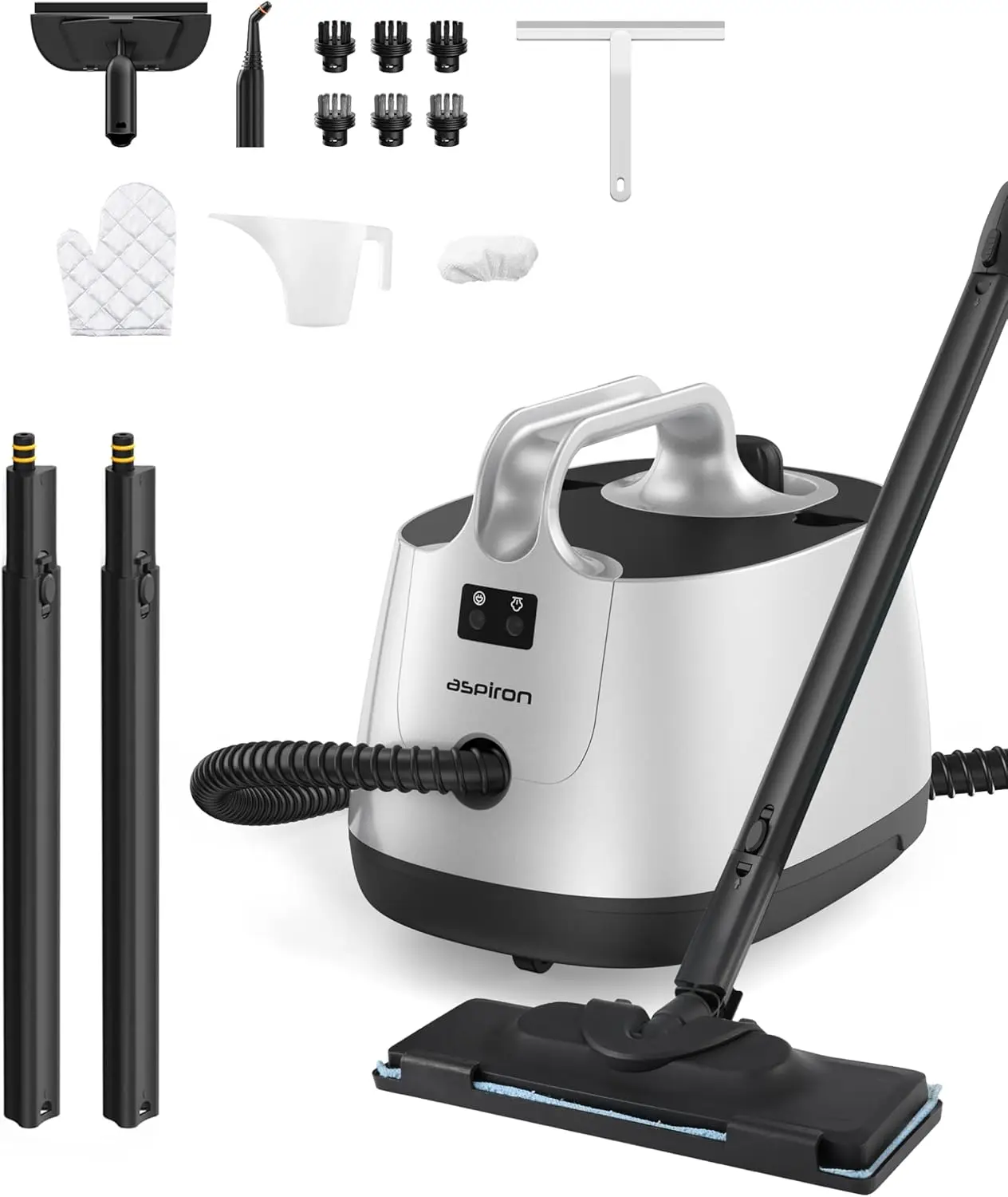 Steam Cleaner, Aspiron Upgrade Steamer with 21 Accessories, Portable Multipurpose Steam Cleaner, Quick Heating,1.5L Capacity