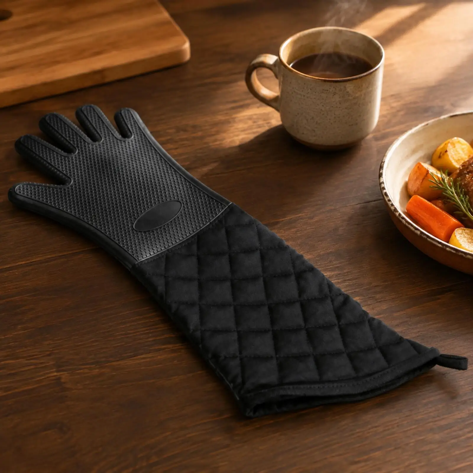 Silicone Cooking Glove Heat Resistant Oven Mitt with Quilted Forearm Cover for Kitchen Hot Dishes