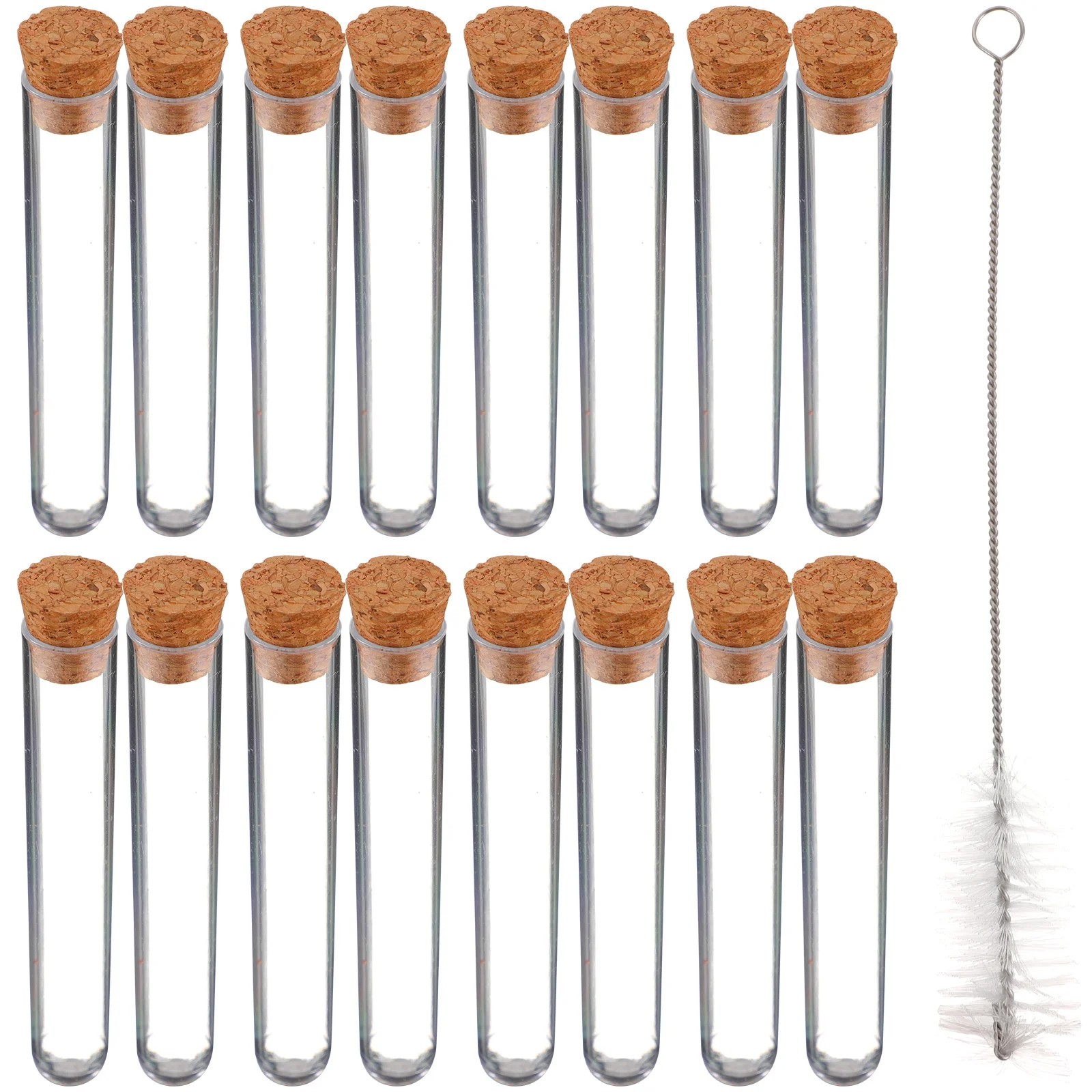 

100pcs 1.2X7.5Cm Plastic Clear Test Tubes Cork Stoppers Leak Proof Hard Shell Eco Friendly Easy Clean Portable Storage