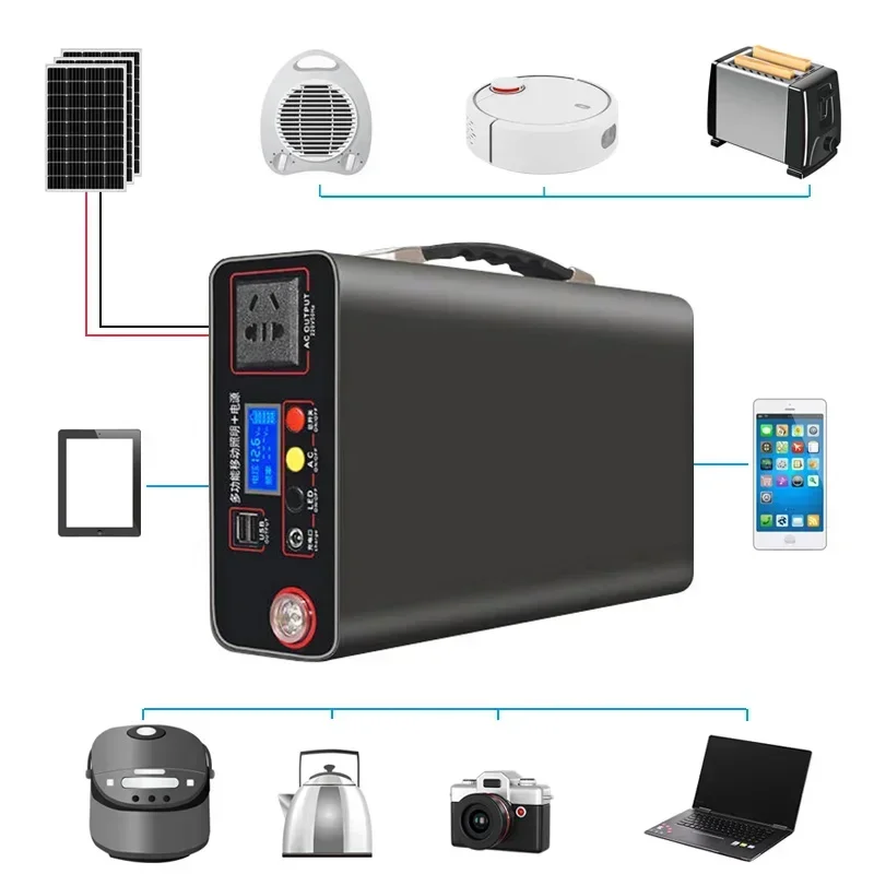 Centrale électrique portable pour la maison, banque d'alimentation extérieure, camping, générateur aste, système électrique Lifepo4, 220V, 300W, 90000mAh