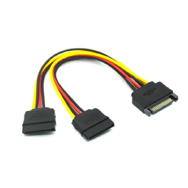  15Pin SATA II Hard Disk Power Cable SATA Male To SATA 2 Female 15Pin Power HDD Splitter High Quality Y 1 To 2 Extension Cable