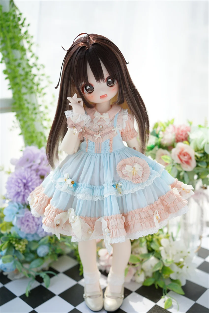 BJD Wig 1/3 MDD Female High Temperature Silk wig Color matching Medium Long hair BJD Doll Accessories xc(No doll)