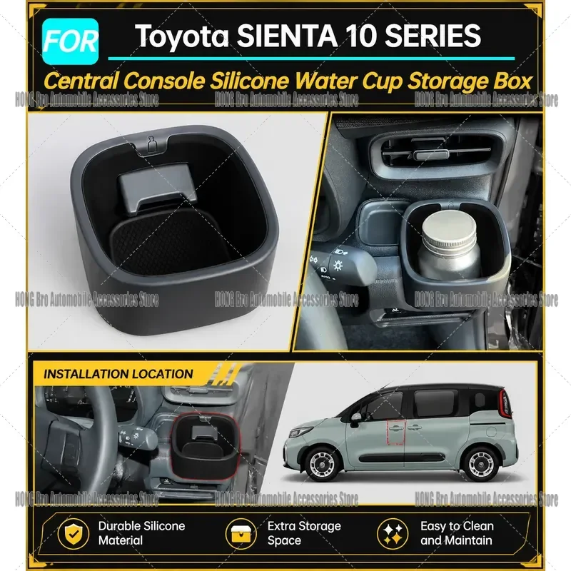 For Toyota Sienta 10 Series 2022 2023 2024 Silicone Cup Holder Insert Center Console Storage Box Organizer Interior