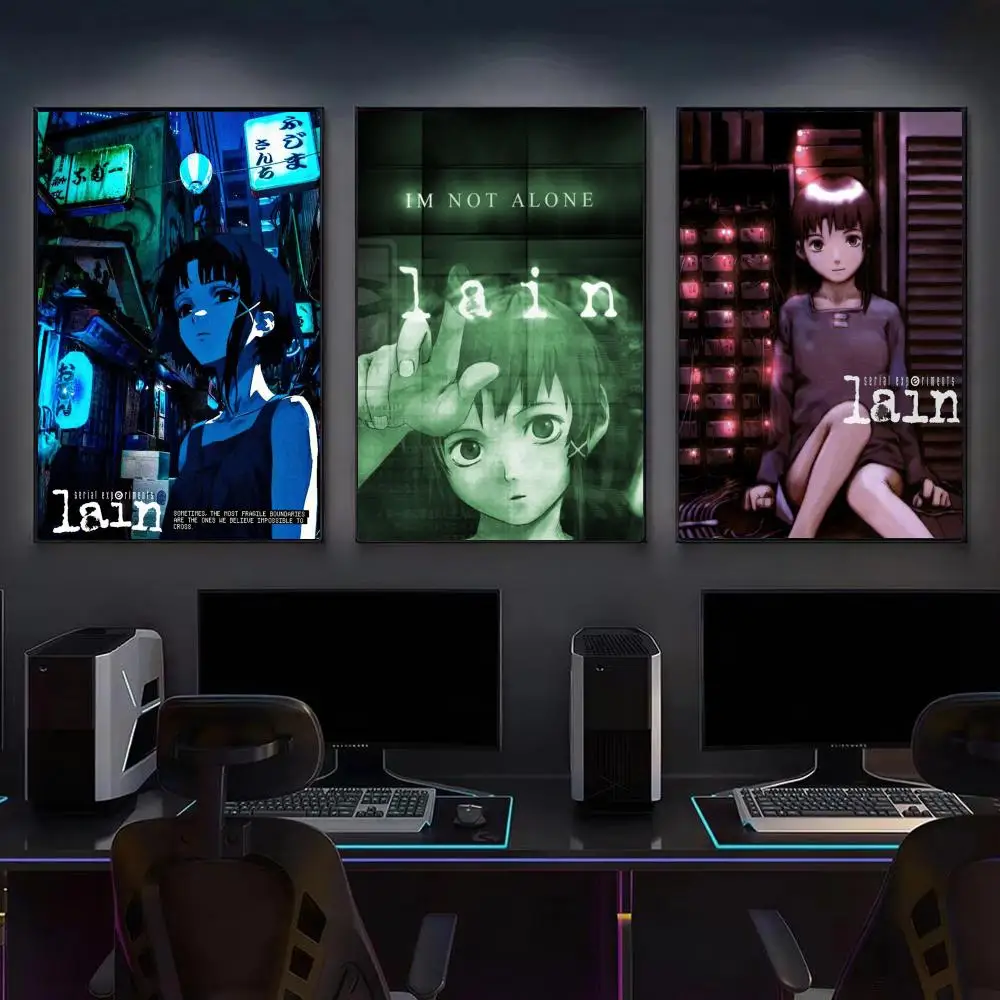 Anime S-Serial Experiments Lain Poster Modern Aesthetic Canvas Wall Art Poster Cool Room Stuff Bedroom Decor