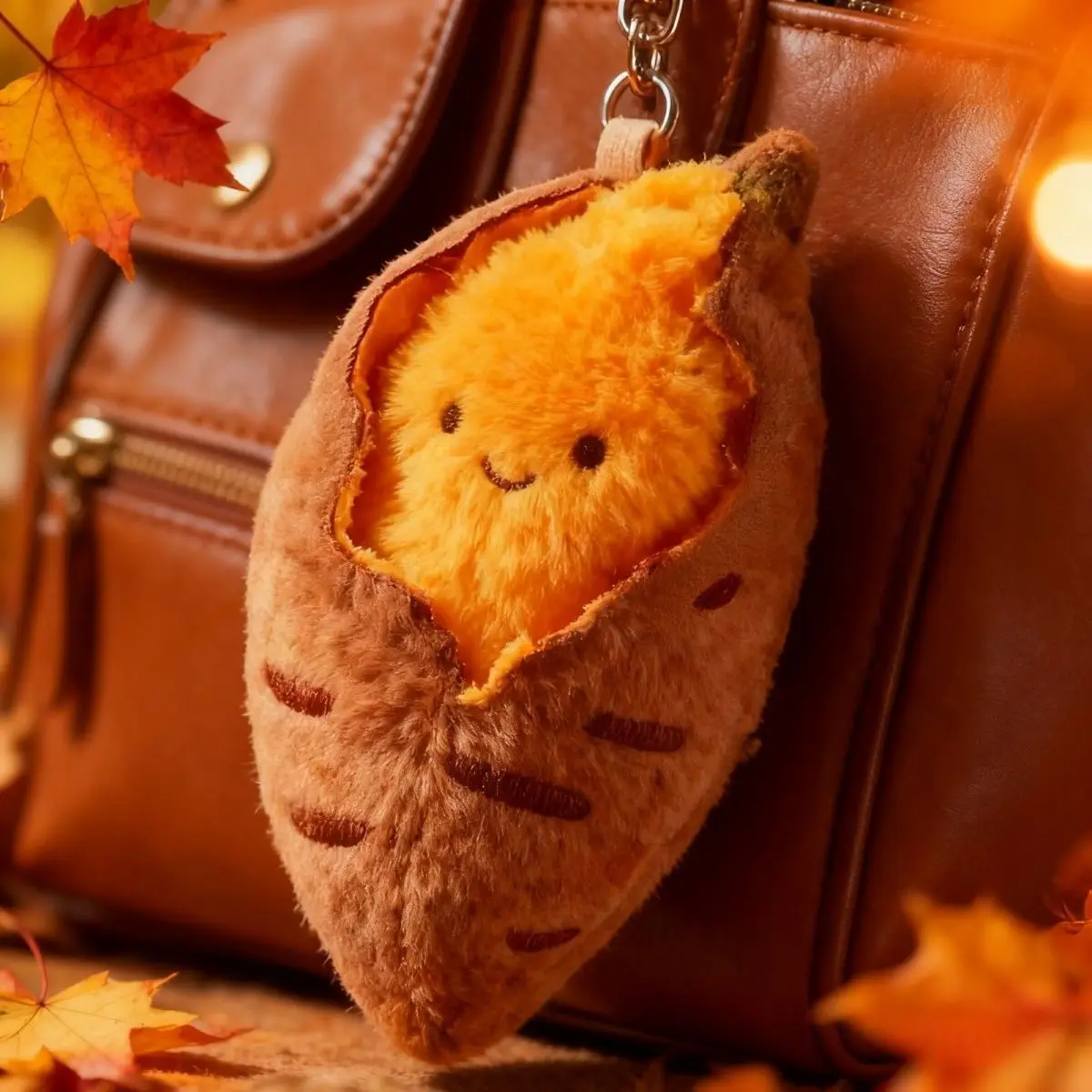 Plush Sweet Potato Keychain Stuffed Toy Bag Decoration Winter Gift for Girls Kawaii Cartoon Pendant Soft Fluffy Charm Present