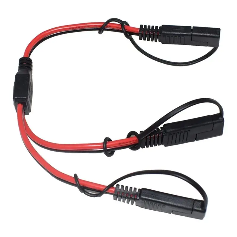 SAE 14AWG Y Splitter Connector Cable- DC Power Automotive Extension 1 To 2 With A Reverse Polarity Adapter