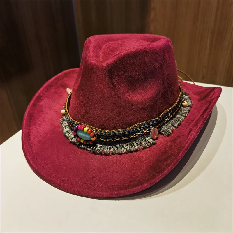 Hats for Women Man Hat Fedoras Suede New Luxury Wide Brim Big Brim Casual Outdoor Vintage Cowboy Hat Sombrero Vaquero Mujer 모자
